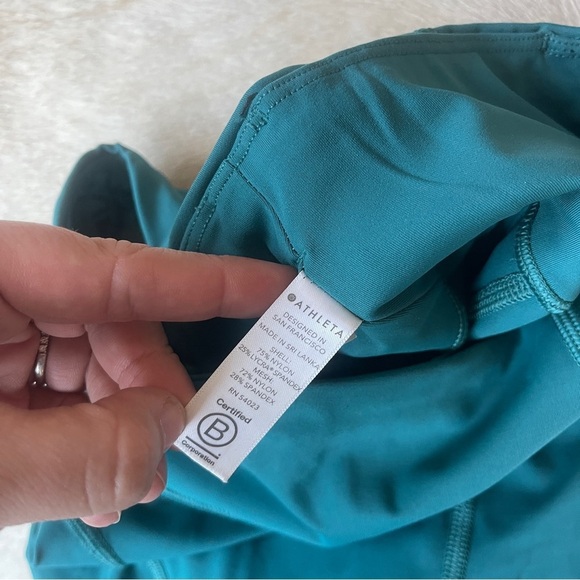 Athleta lightning 7/8 tight Billards teal leggings mesh ankle - Picture 5 of 7